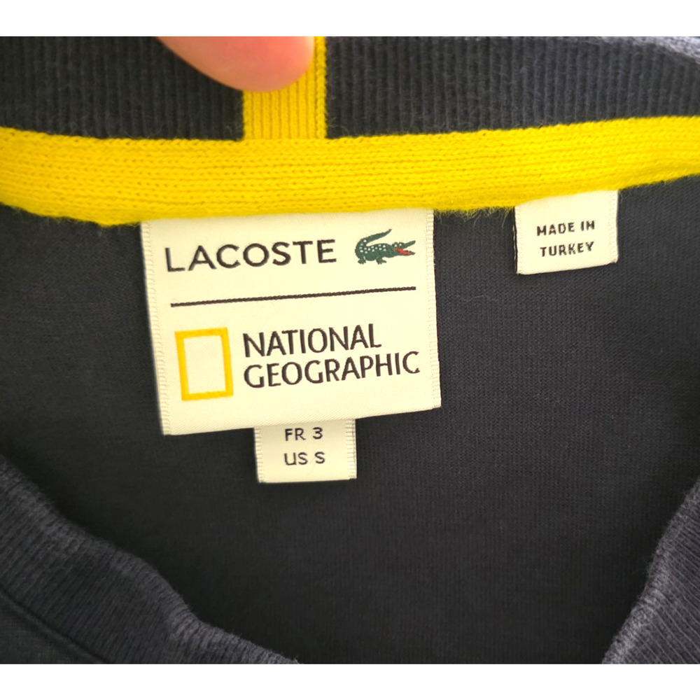 Lacoste x National Geographic Long Sleeve T Shirt Mens S Navy Blue Zebra Croc - Picture 10 of 13